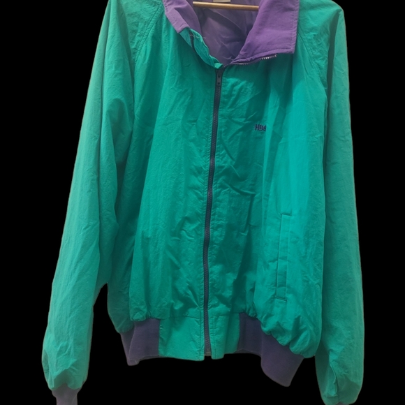 3 STRIKES Jacket Vintage XXL Teal/Purple HBO LOGO Made In The USA - Picture 2 of 6